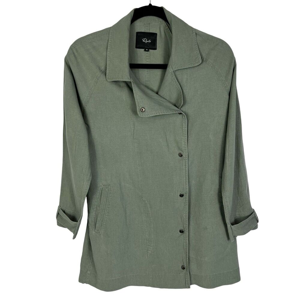 Rails Nadia Sage Green Lightweight Linen Blend Snap Front Jacket Women’s XS
